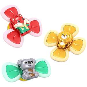 Mainan mandi anak-anak, 3 In <span class=keywords><strong>1</strong></span> bentuk hewan kartun cangkir hisap rotasi Fidget berputar kamar mandi mainan mandi anak-anak penghilang stres bayi - Product Image 1