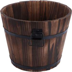 Flor de madera bucketcountrywind flor potwooden bucketplant pot boxcon orificio de drenaje handlesuitable para patio jardín patio trasero - Product Image 2