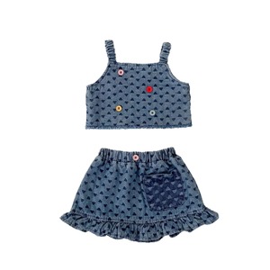 Sommer Baby Mädchen Kinder Jeans-Anzug Niedliches Ärmelloses Top mit Rock 2-teiliges Set Süße Kinderkleidung - Product Image 1