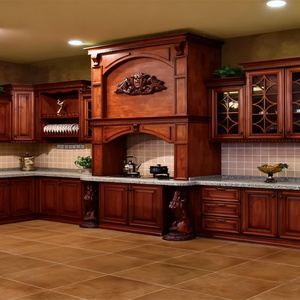 Armoire de <span class=keywords><strong>cuisine</strong></span> en bois massif de qualité, en noyer rouge et okoumé, avec porte en caoutchouc, sculptée, de luxe - Product Image 2