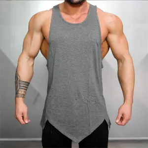 Camiseta sin mangas personalizada para entrenamiento muscular, camiseta de cuello redondo, camiseta sin mangas de algodón para hombre
