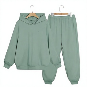 Women's Solid Color Hoodie Jogger Set Full Sleeve Regular Fit Casual Two Piece Tracksuit Breathable Eco-Friendly Fleece - Product Image 1