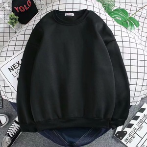 IStapromo Gifts Men Crew Neck Fleece Sweatshirt <b>Plain</b> Dyed Pullover <b>Hoodie</b> Breathable Knitted Long Sleeve Streetwear - Product Image 2