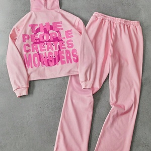 Conjunto de Sudadera con Capucha y Pantalones Anchos de Estilo Urbano Y2K Personalizado con Estampado Digital de 2 Piezas para Hombre, Chándal Informal para Correr - Product Image 2