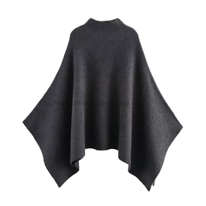 เสื้อคลุมสตรีแบบคอตั้ง - เสื้อคลุมทรงหลวมแบบไม่สมมาตรแฟชั่น - Product Image 1