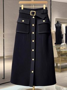 <span class=keywords><strong>Gonna</strong></span> <span class=keywords><strong>lunga</strong></span> a vita alta <span class=keywords><strong>in</strong></span> <span class=keywords><strong>maglia</strong></span> a trapezio stile Casual nera Super bella e unica di fascia alta - Product Image 3