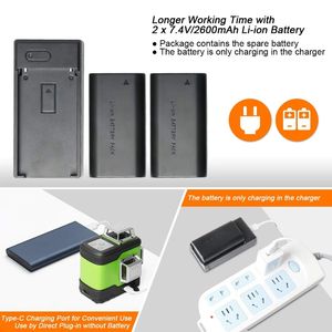 Nivel Láser <span class=keywords><strong>Huepar</strong></span> 503CG 3x360 con 2 Baterías de Iones de Litio, Nivelación y Alineación de Tres Planos, Haz Verde 3D, Nivel Láser Multi-Línea de 12 Líneas - Product Image 3