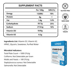 OEM/ODMビーガン多ビタミンサプリメント製造業者ビタミンD3 K2骨健康口腔用薄いフィルムストリップ - Product Image 2