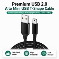 Cable USB 2.0 a Mini USB, Cable Trenzado de Nailon, Carga Rápida, Sincronización de Datos, Cable en Forma de T Mini B para Disco Duro Externo, Cámara, Dashcam, PS3