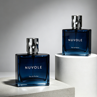 Meilleur prix, flacon de parfum en verre carré de 30 ml, flacon de parfum bleu vide, flacon de parfum en stock avec vaporisateur et couvercle, 50 ml, 100 ml