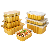 Boîte rectangulaire jetable en aluminium de 750 ml, écologique, de qualité alimentaire, compatible four, avec couvercle en aluminium pour plats à emporter, préparation de repas et cuisson maison