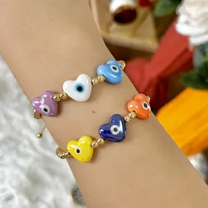 Groothandel Handgemaakte Boze Ogen Armbanden Armband Charme 18K Gouden Koperen Kralen Turkse Boze Oog Armband Voor Vrouwen Veel Geluk Populair