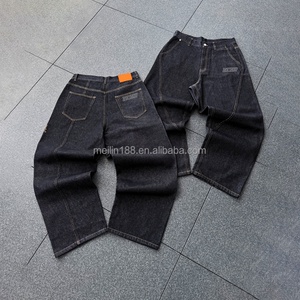 Pantalon en jean ample taille haute personnalisé pour homme, grande taille, qualité supérieure, jean baggy épais - Product Image 1