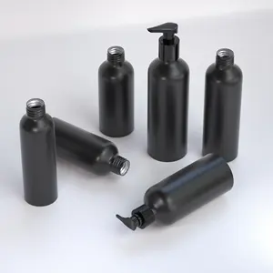 زجاجات ألمنيوم معدنية سوداء غير لامعة 150 مل 200 مل 250 مل لتعبئة السوائل زجاجات شامبو مطبوعة مخصصة