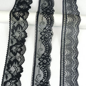 تخفيضات كبيرة سوداء ضيقة تمتد دنة/نايلون الأزهار الدانتيل الفرنسي تريم التقليدية خمر النمط الملابس الداخلية - Product Image 1