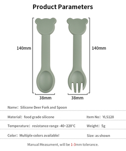Juego de cucharas de silicona para bebés, utensilios para niños pequeños, cubiertos de entrenamiento para niños, sin BPA, tenedor de grado alimenticio, alimentación suave, reutilizable - Product Image 2