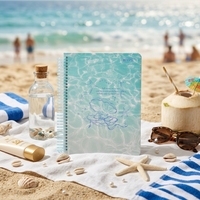 Carnet à spirale YPS Ocean Wave Shell Print, couverture rigide, journal étudiant, impression personnalisée, spirale, mignon, cadeau pour le bureau ou l'école