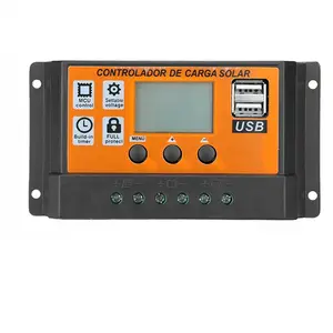 PWM solare Controller 0-100A 12V / 24V dual USB LCD pannello solare di ricarica arancione