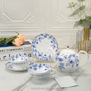 European Style Light Luxury Retro Blue and <strong>White</strong> Teapot Coffee Cup <strong>Set</strong> Home Office Gift <strong>Tea</strong> <strong>Set</strong> - Product Image 5