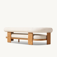 Ensemble de canapé et table basse d'extérieur confortable en teck au design circulaire moderne pour hôtel et salle de sport