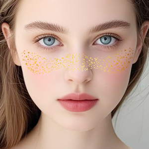 รอยสักรูปดาวบนใบหน้ามีกากเพชรกันน้ำรอยสักชั่วคราวสีทองเงินสีทอง