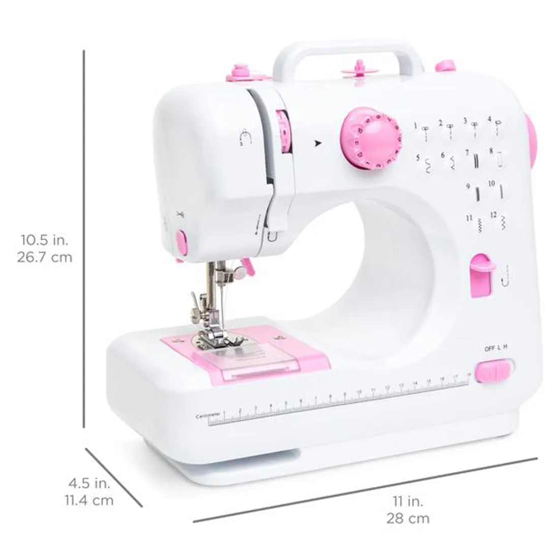 6V Portable Foot Pedal Sewing Machine with 12 Stitch Patterns