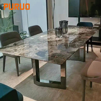 PURUO – ensemble de Table de luxe en or, argent, acier inoxydable, cadre en marbre, Table à manger, prix de gros