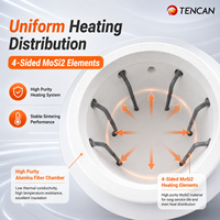 Horno de Sinterización por Levantamiento T-Bright 1700C con 4 Calentadores de MoSi2 en Forma de Anillo, Pantalla Táctil de 7 Pulgadas, Precisión de 1°C, Equipo de 100x100mm