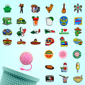 Cubiertas de paja Mexica Topper para vasos, accesorios para bebidas de Anime, cubierta de punta de paja de silicona personalizada para Halloween, Topper de paja de 8mm - Product Image 1