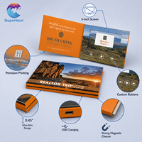 Brochure vidéo personnalisée format A5 avec écran LCD IPS HD de 5,0 pouces, couverture souple, interrupteur magnétique et fonction de lecture automatique, certifiée pour mariages et événements professionnels
