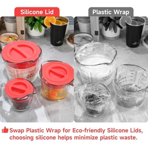 Set di 3 Coperchi di Ricambio in Silicone Personalizzati, Compatibili Rispettivamente con Misurini in Vetro Temperato <span class=keywords><strong>Pyrex</strong></span> da 1, 2 e 4 Tazze - Product Image 2