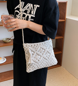 Borsa a Tracolla Singola in <span class=keywords><strong>Macramè</strong></span> Fatta a Mano, Pochette all'Uncinetto, Design per Borsa da Spiaggia - Product Image 5