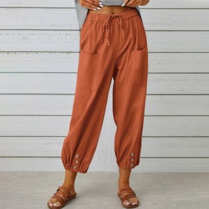 Pantaloni Palazzo da <span class=keywords><strong>Donna</strong></span> in Cotone e <span class=keywords><strong>Lino</strong></span> 2025, Taglie Forti fino a 5XL, Vestibilità Ampia, Tinta Unita - Product Image 5