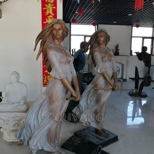 QUYANG – décoration de jardin extérieur, taille réelle, <span class=keywords><strong>Sculpture</strong></span> de femme en Bronze, en métal, en fonte, cuivre, <span class=keywords><strong>Statue</strong></span> de dame - Product Image 6