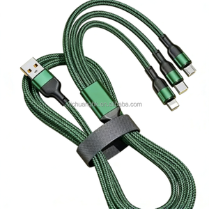Cable de Carga Rápida, Cable de Datos Trenzado de Nailon de 6A, Cable de Carga Rápida Tres en Uno con Malla de Alambre, 3 en 1 para Teléfonos Móviles - Product Image 1