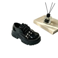 Mocassins unisexes noirs à boucle métallique brillante pour garçons, chaussures de campus à semelle épaisse pour étudiants, idéales pour les fêtes et le quotidien