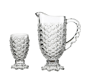 Ensemble de 7 pièces en verre motif sirène pour la vente en gros, comprenant une carafe à <span class=keywords><strong>eau</strong></span> à motif écailles de <span class=keywords><strong>poisson</strong></span> en relief de 1,25 L et 6 verres à jus gravés motif <span class=keywords><strong>poisson</strong></span> - Product Image 3