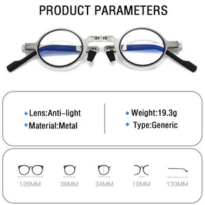 Gafas de Lectura al por Mayor para Hombre y Mujer, Montura Metálica Plegable, Gafas Presbicia con Caja, Lentes con Filtro de Luz Azul +1.0 - 4.0 - Product Image 2