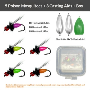 Set di ami artificiali a forma di insetto tossico per la pesca alla carpa, ami in acciaio inossidabile per la pesca di carpe, insetto tossico, melone a strisce bianche - Product Image 2