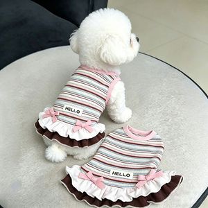 Vestido a Rayas para Mascotas, Ropa Delgada para las Cuatro Estaciones, Traje Antidesprendimiento de Pelo para Gatitos, Teddy, Bichón, <span class=keywords><strong>Yorkshire</strong></span> - Product Image 1