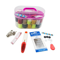 Boîte de rangement rigide en plastique pour fournitures de couture d'urgence, mini kit de couture de voyage pour débutants et adultes, réparation par couture à la main