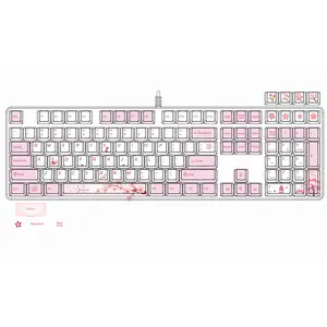 Nobele Roze Witte Sakura Thema Pbt Keycaps 118/130 Toetsen Volledige Set Voor Ducky Mechanisch Toetsenbord