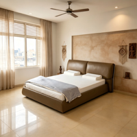 WINMAX Lit Modulaire Moderne de Luxe en Cuir Véritable Rembourré, Confortable et Éclairé, Tailles King et Queen, pour Maison et Hôtel 2512