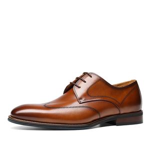 Chaussures Derby haut de gamme pour hommes en cuir véritable, à bout carré, rehaussantes, à lacets, idéales pour les soirées. - Product Image 6