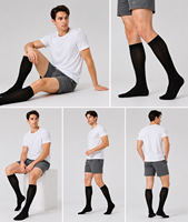 Chaussettes de compression graduée en coton tricoté solide 15-20/20-30 mmHg pour femmes, à bout ouvert, en stock