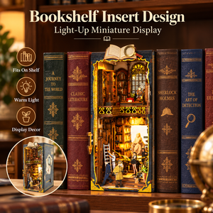 Kit Book Nook <span class=keywords><strong>Detective</strong></span> da 464 Pezzi, Puzzle 3D in Legno Fai da Te, Scena in Miniatura da Inserire nella Libreria con Luce - Product Image 4