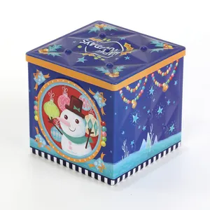 New Christmas Products 2023 Cookie Candy Jar Tin Can Box Cute Design Custom Christmas Gift Metal Tin Can