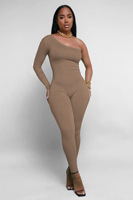 Nouvelle combinaison asymétrique à une épaule pour femme, grande taille, combinaison et barboteuse de haute qualité