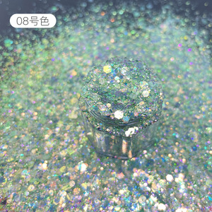 Poudre scintillante Wei Cai Xiang, multicolores, forme hexagonale, pour nail art, DIY, paillettes pour le corps - Product Image 4