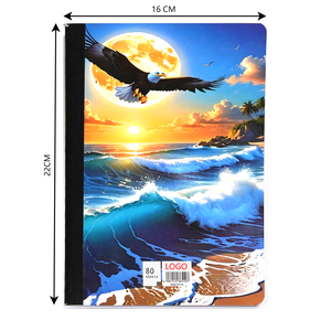 Quaderno Componibile A5 Turco all'Ingrosso con Copertina Morbida, Motivo Aquila Cervo Paesaggio Urbano, Pagine Interne a Righe, Regalo da Viaggio, per Ufficio, Confezione Multipla - Product Image 2